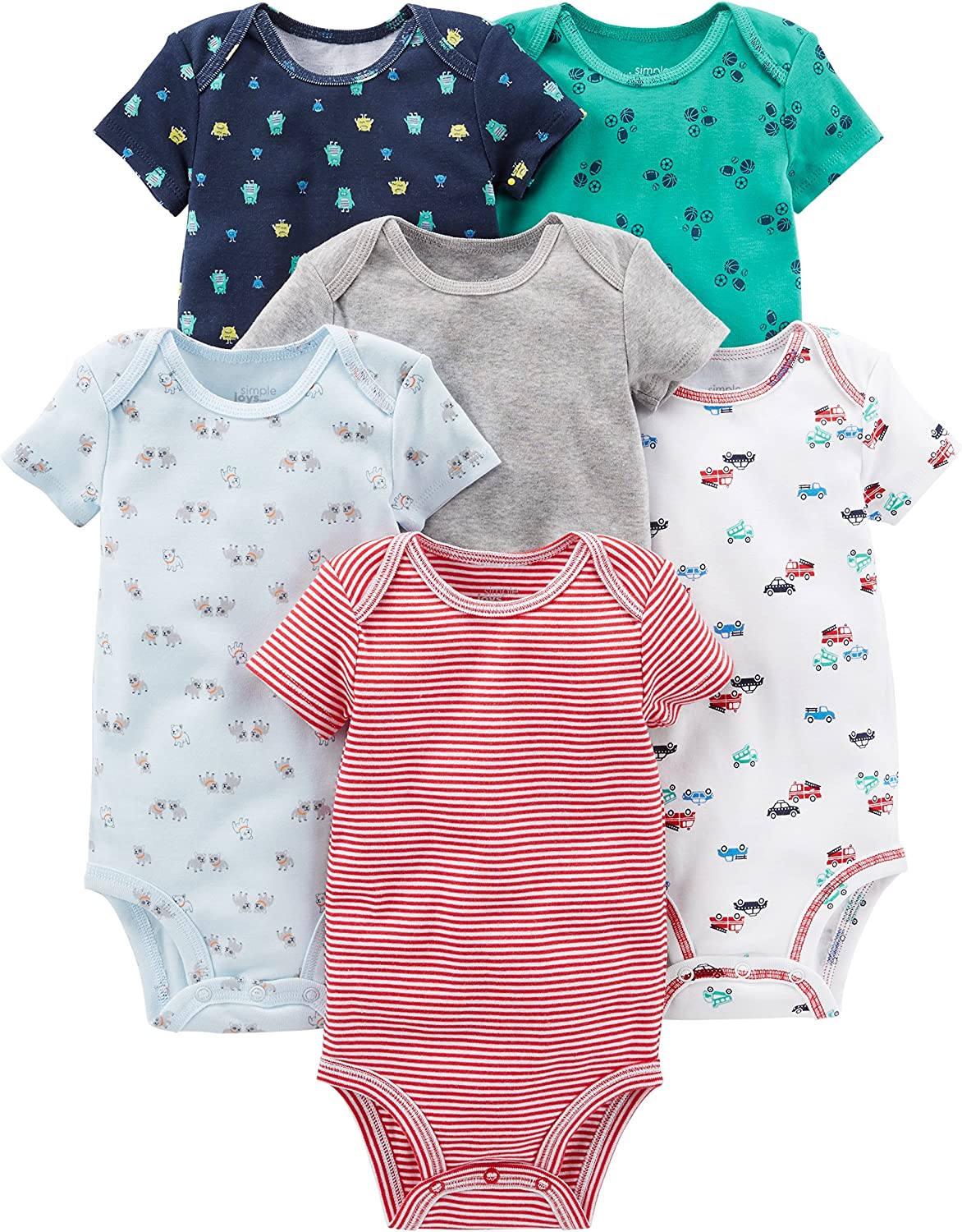 Simple Joys by Carter's Baby Boys' Short-Sleeve Bodysuit, Pack of 6 - Image 1